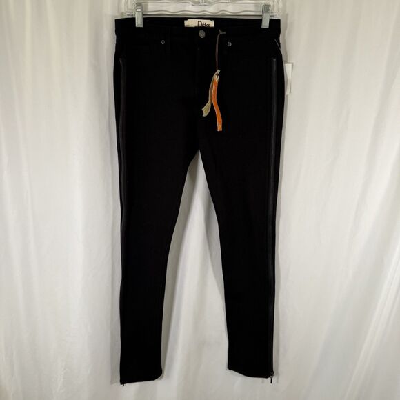 New Dittos Jeans Women's 28 Black Button ZIp Maxine Side Zip Ponte Leggings - Picture 1 of 12